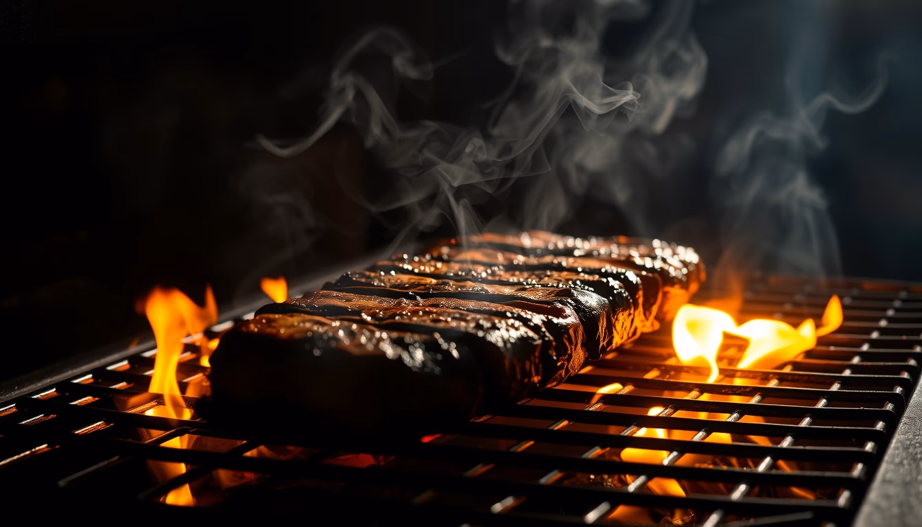 bbq grill smoky in editorial style