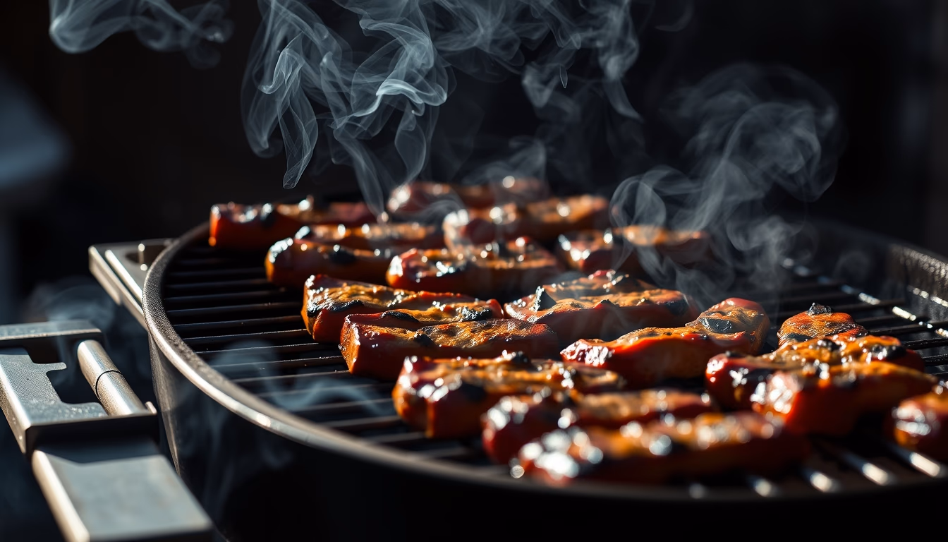 bbq grill smoky in editorial style