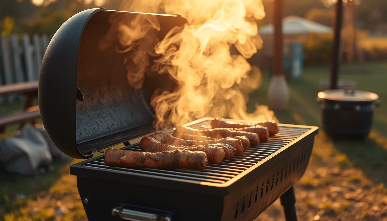 bbq grill smoky in editorial style