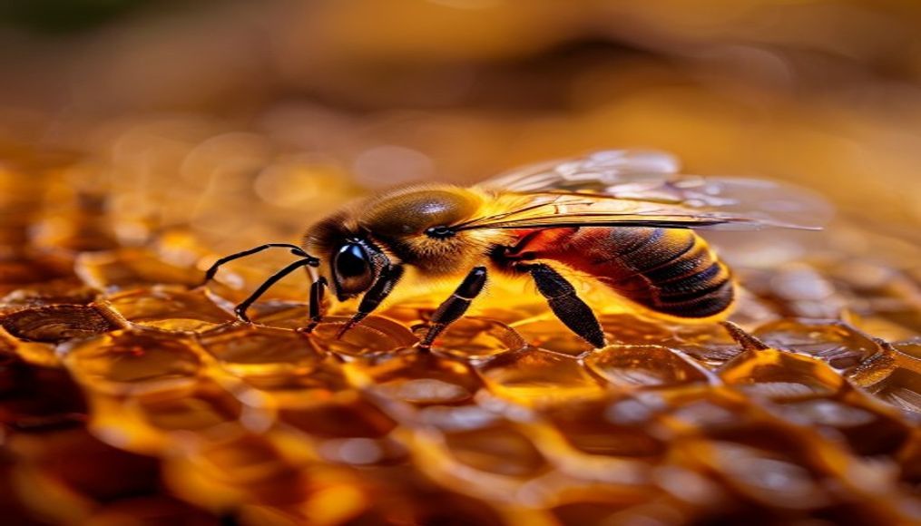 Quadro de colmeia full honey em estilo editorial