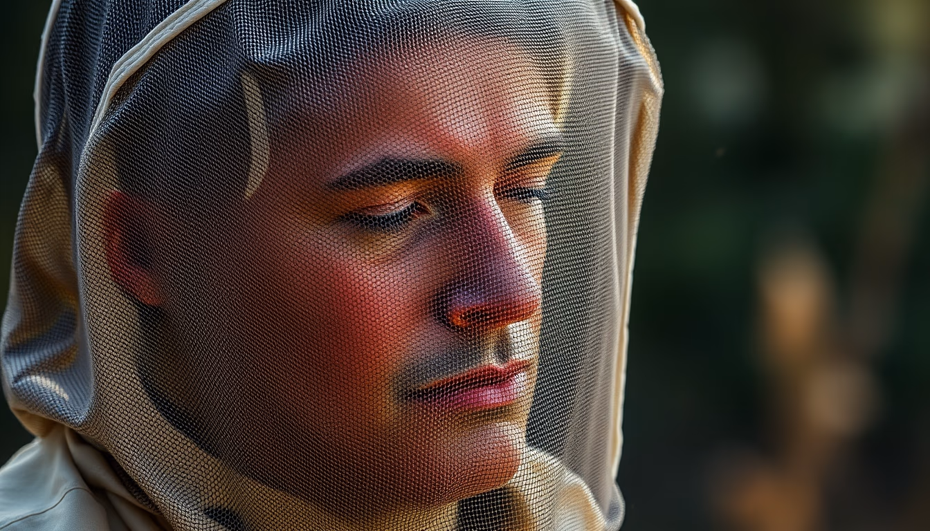 beekeeper veil empty hat in editorial style