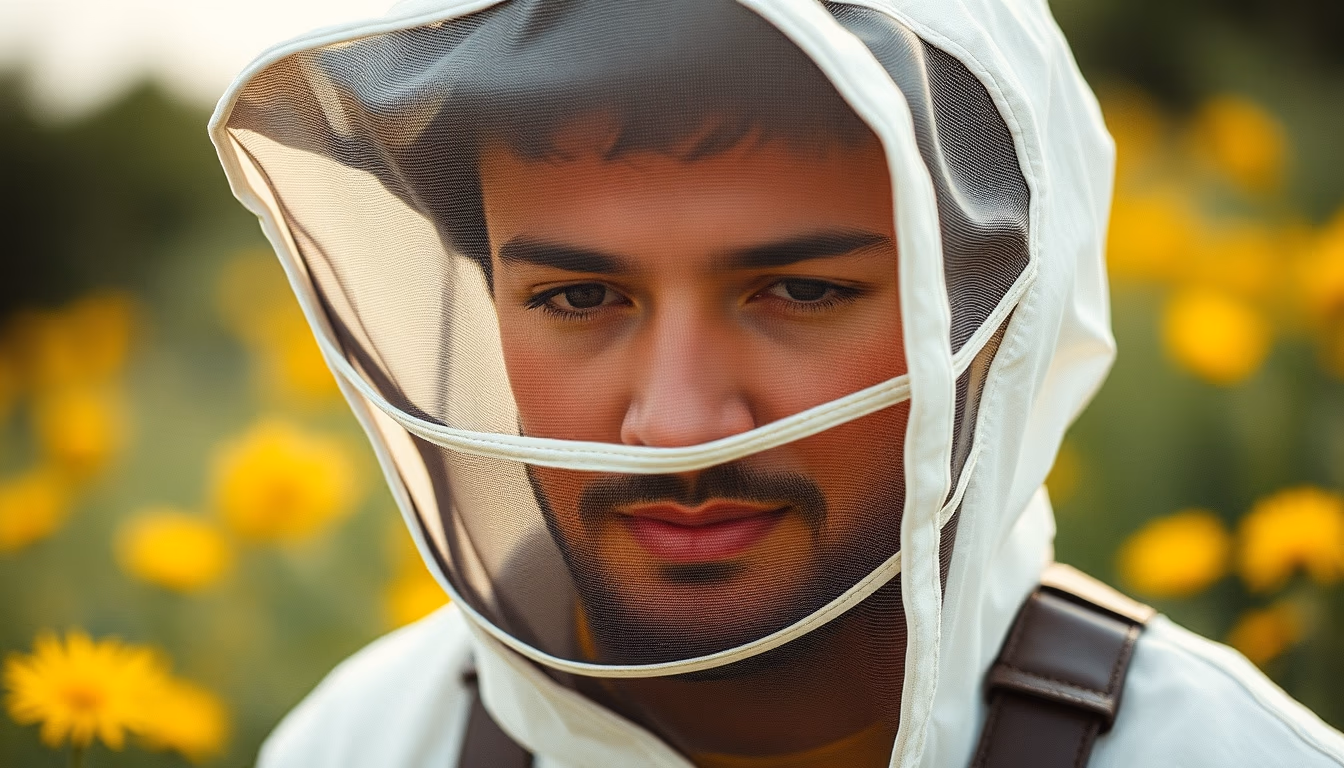beekeeper veil empty hat in editorial style
