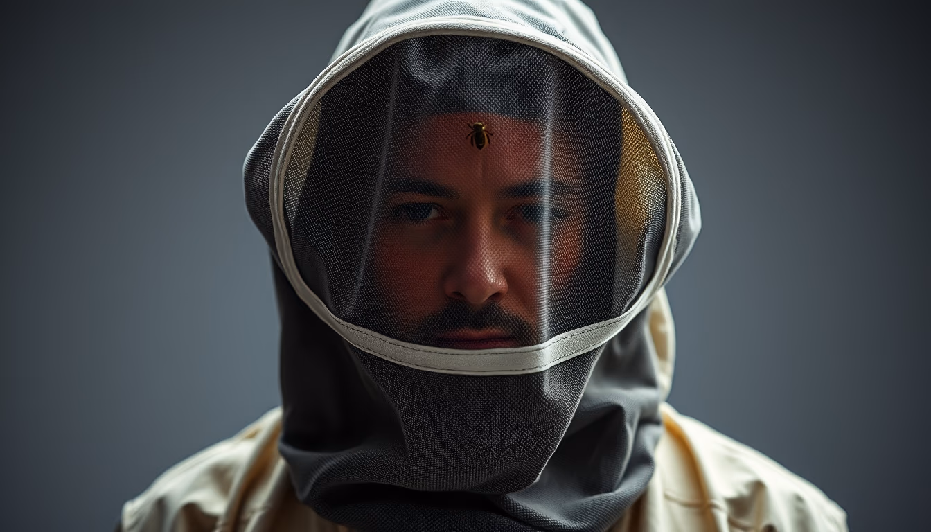 beekeeper veil empty hat in editorial style