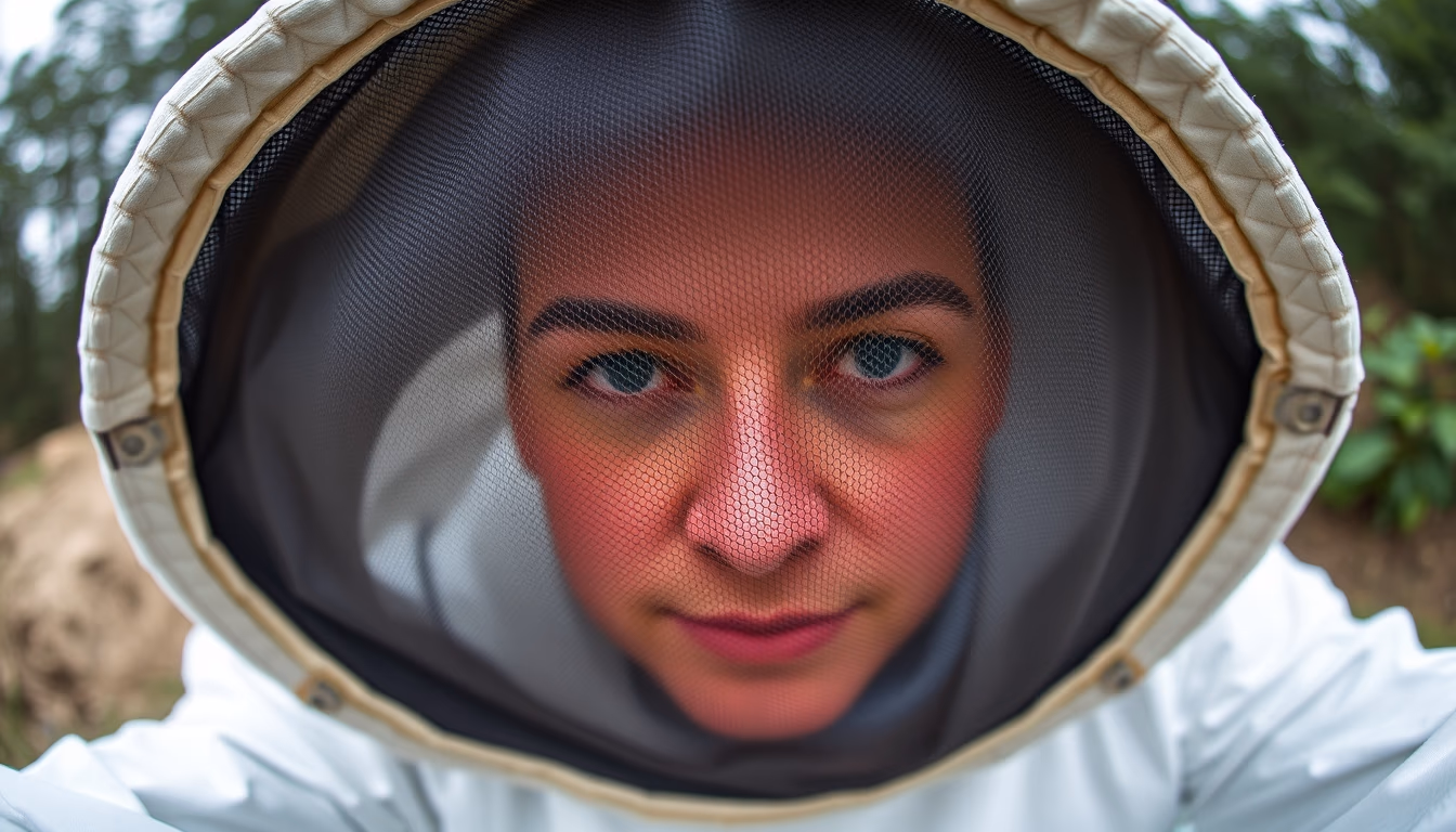 beekeeper veil empty hat in editorial style