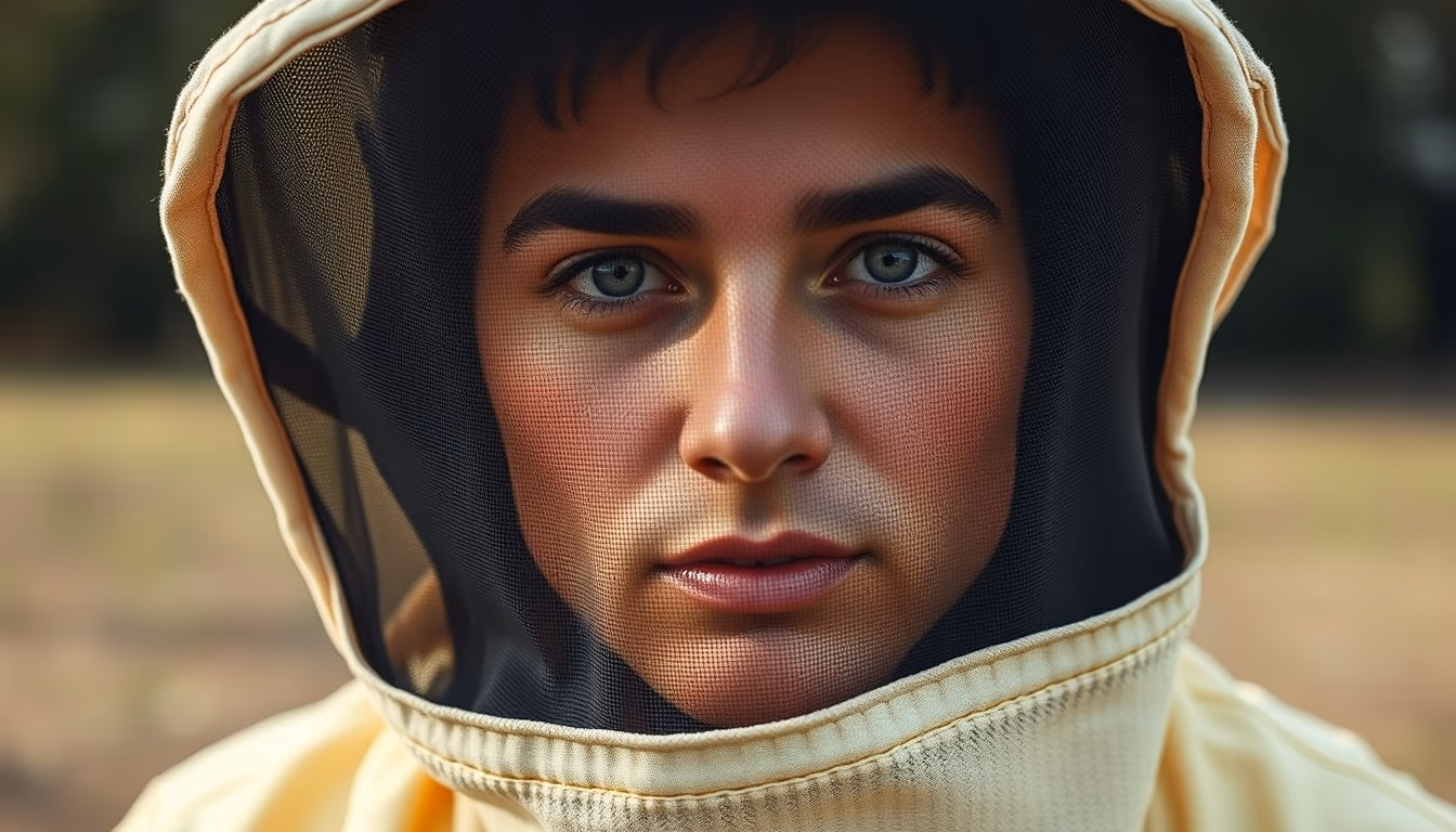 beekeeper veil empty hat in editorial style