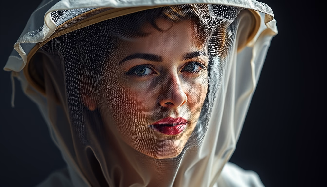 beekeeper veil empty hat in editorial style