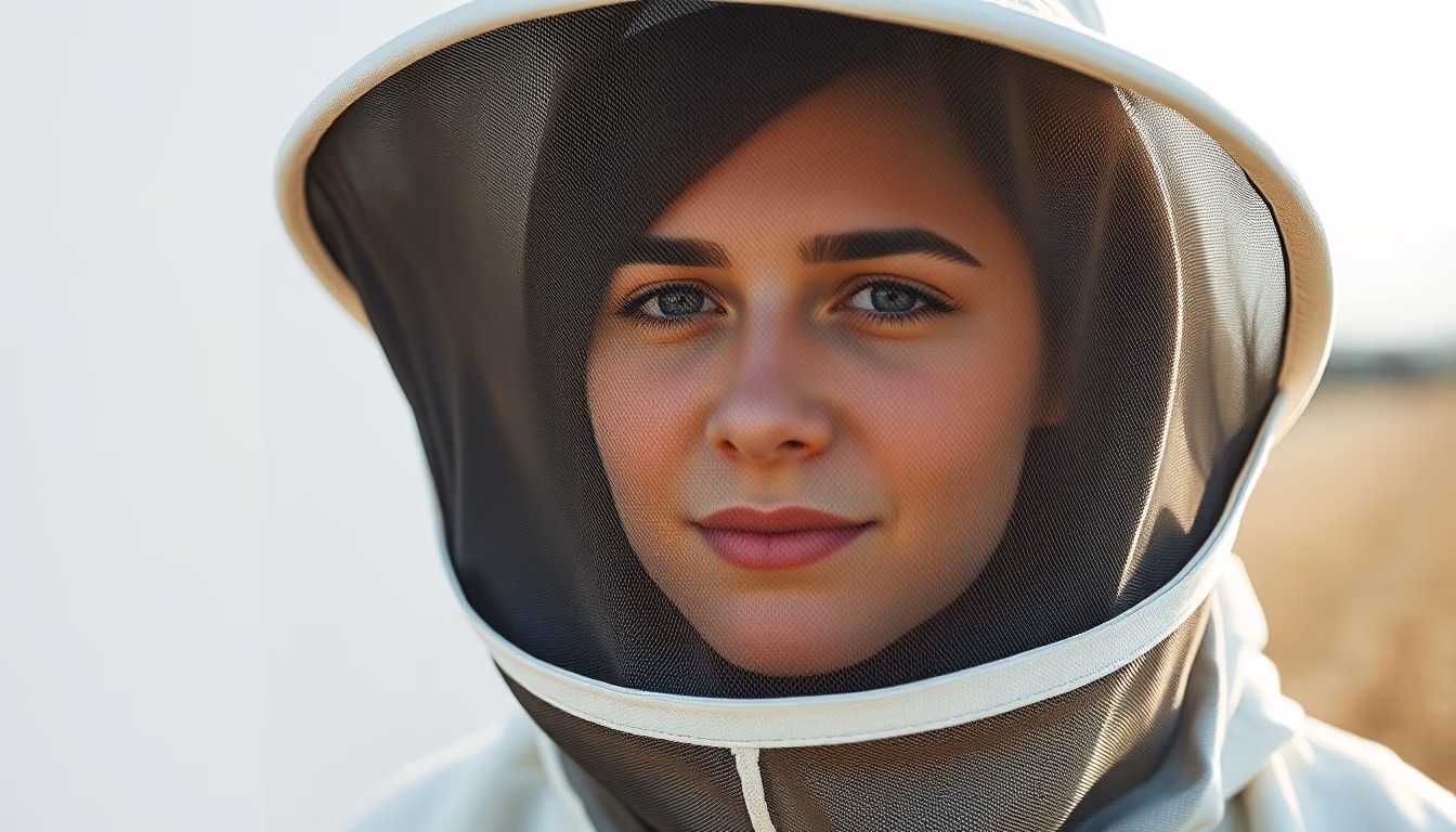 beekeeper veil empty hat in editorial style