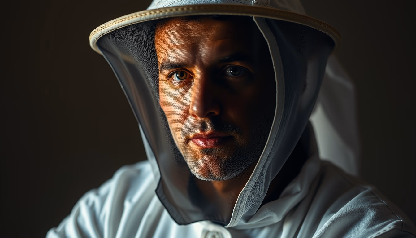 beekeeper veil empty hat in editorial style