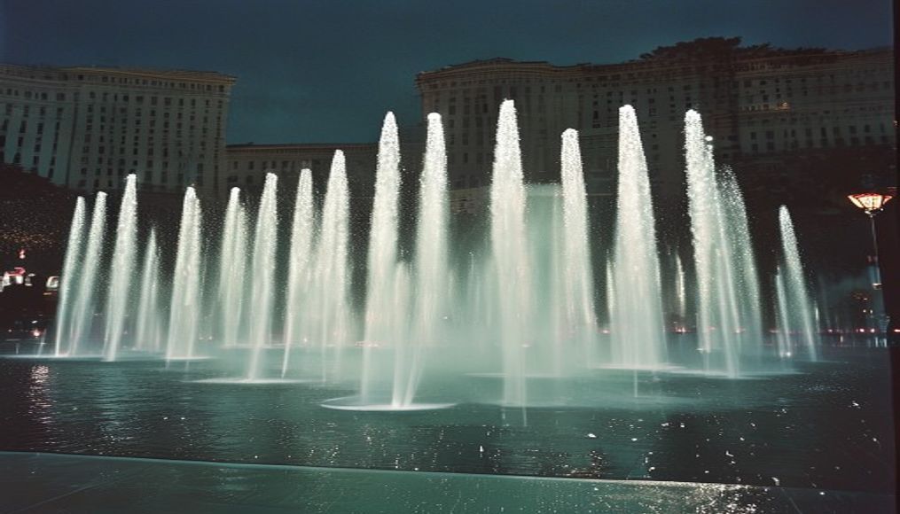 bellagio fountains vegas in editorial style