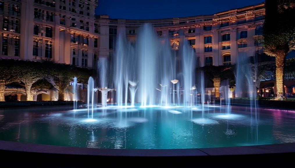 bellagio fountains vegas in editorial style