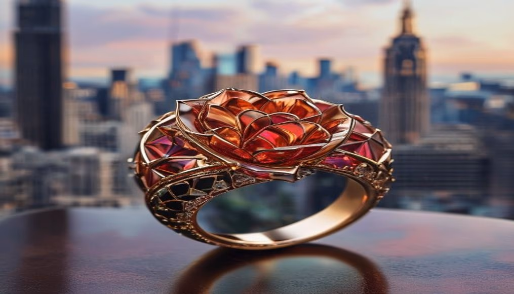 belle epoque ring rose cut in luxury editorial photography