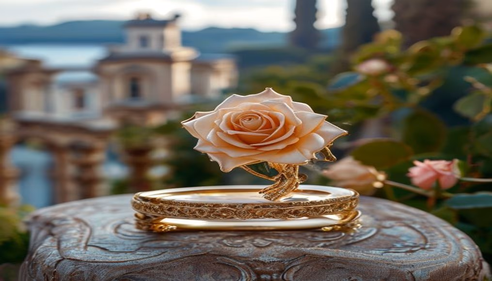 belle epoque ring rose cut in luxury editorial photography