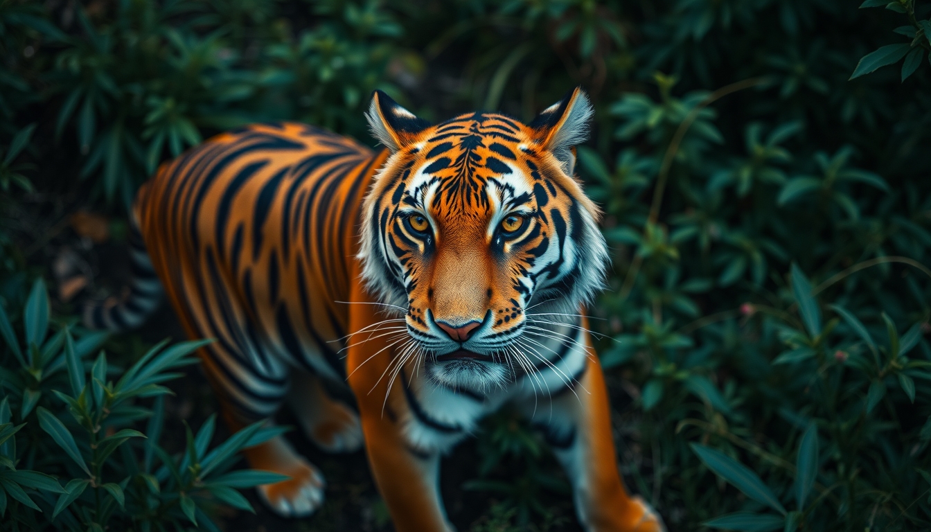 bengal tiger in jungle in editorial style