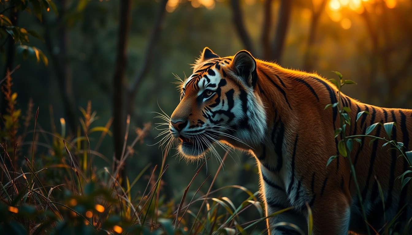 bengal tiger in jungle in editorial style