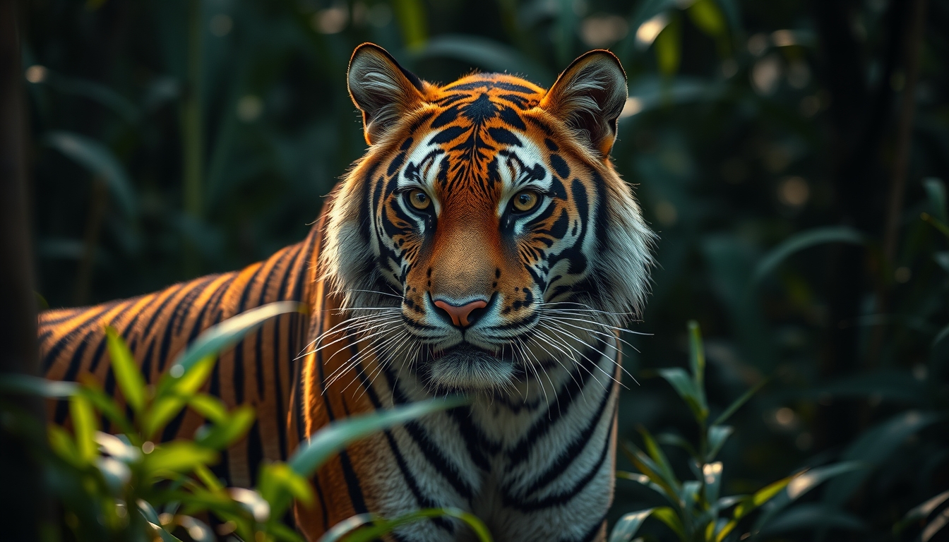 bengal tiger in jungle in editorial style