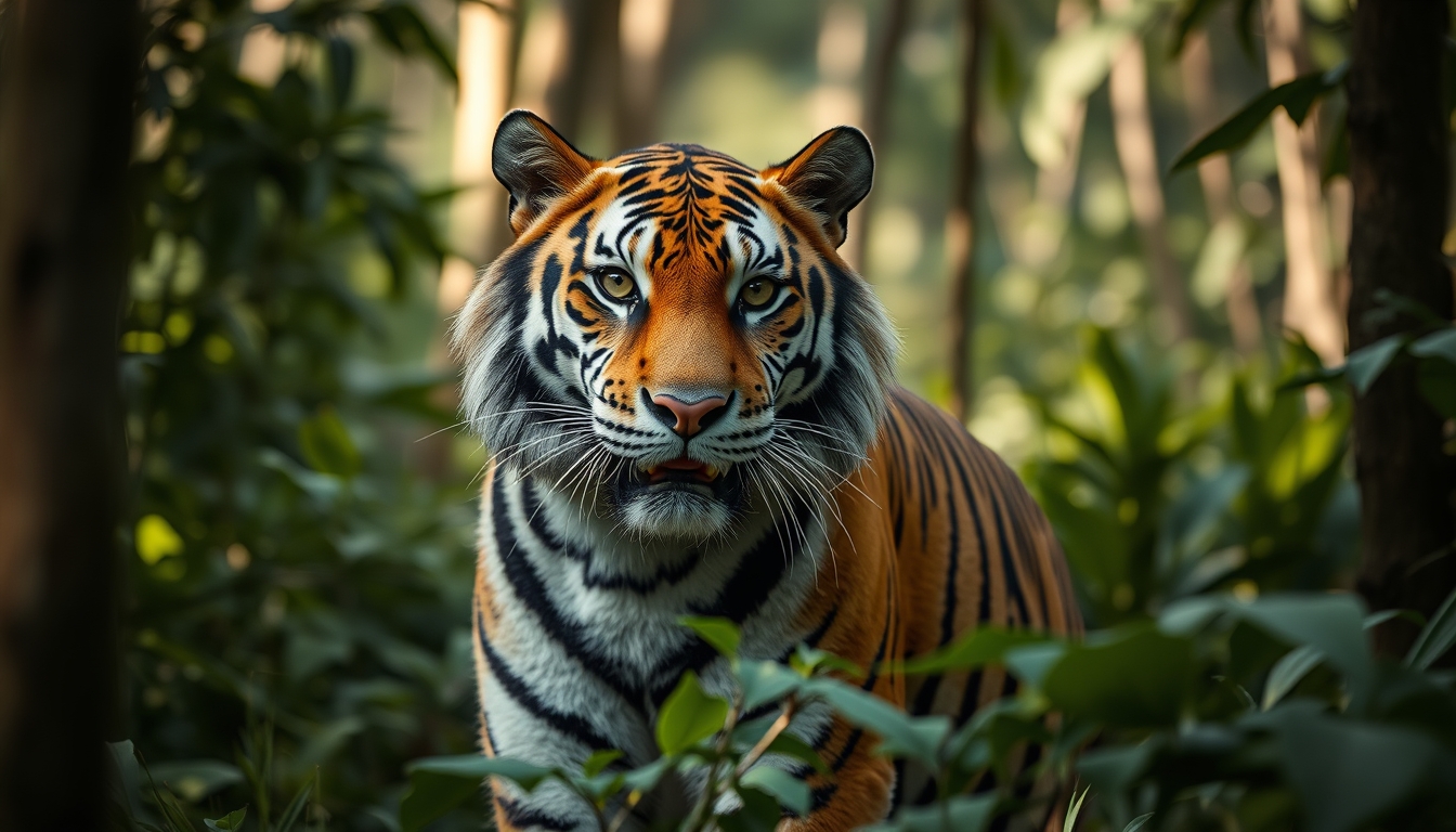 bengal tiger in jungle in editorial style