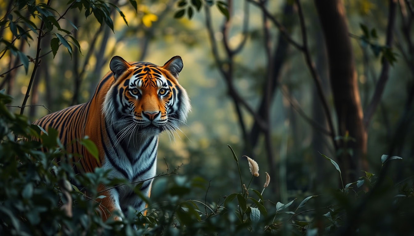 bengal tiger in jungle in editorial style