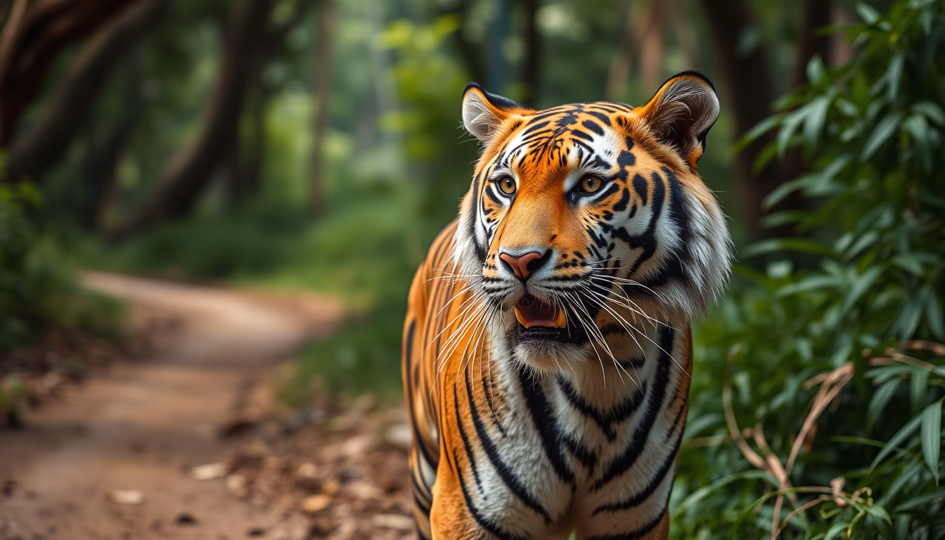 bengal tiger in jungle in editorial style