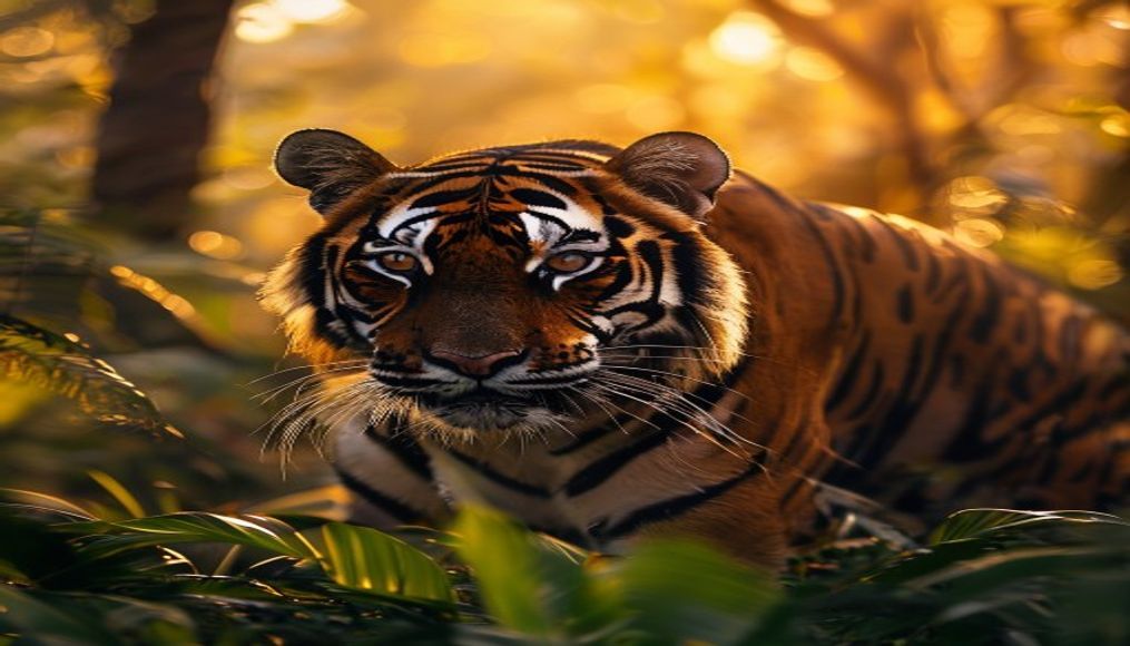 Bengal tiger in jungle em estilo editorial