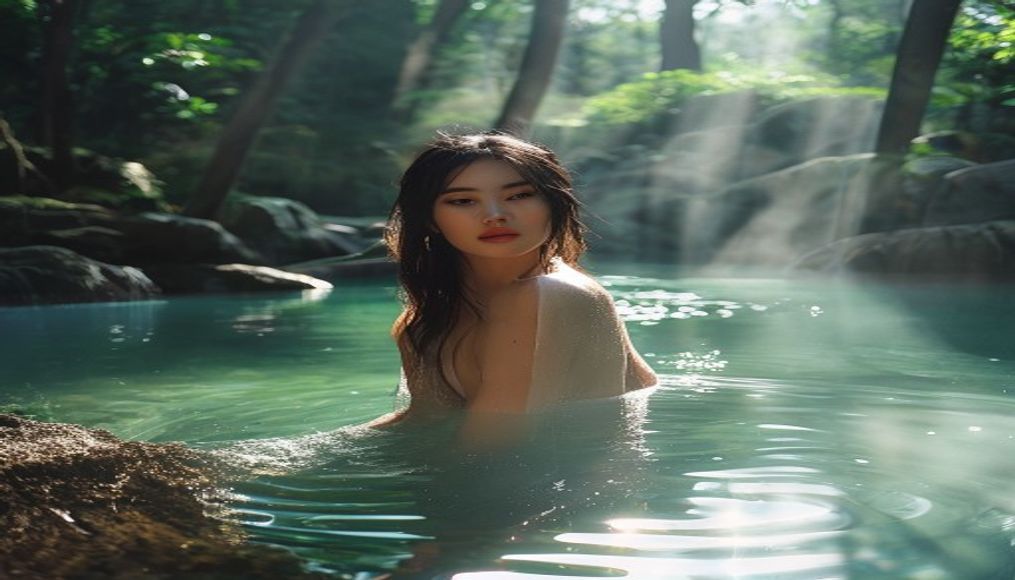 beppu hot springs in editorial style