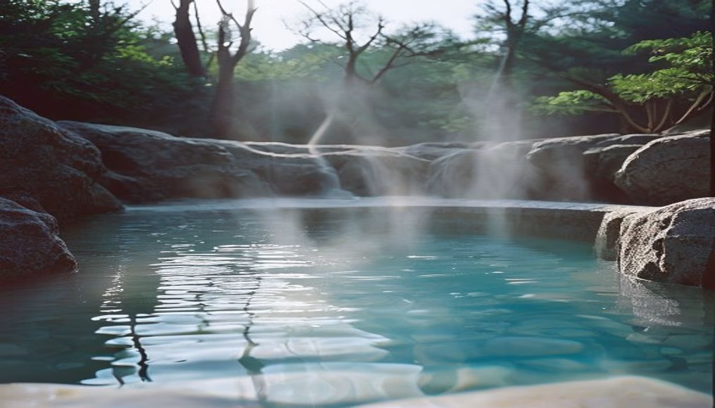 beppu hot springs in editorial style