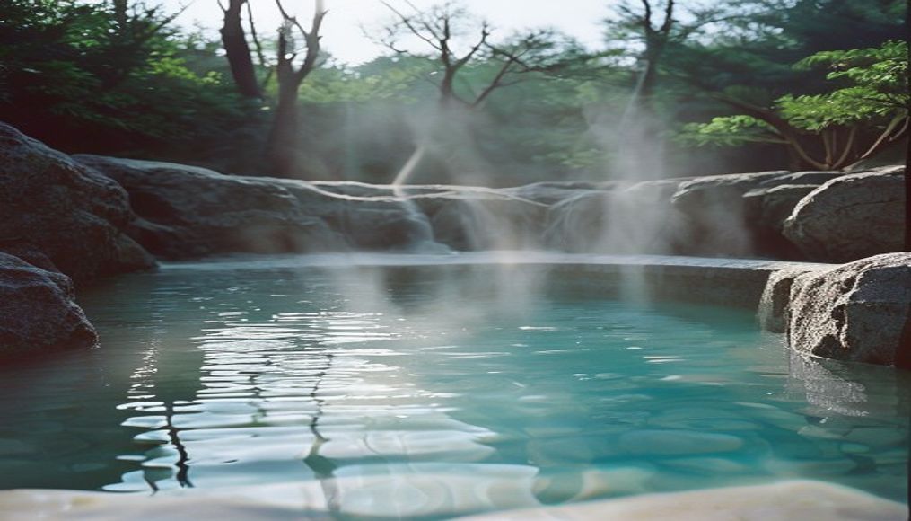 beppu hot springs in editorial style