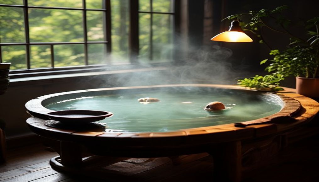 beppu hot springs in editorial style