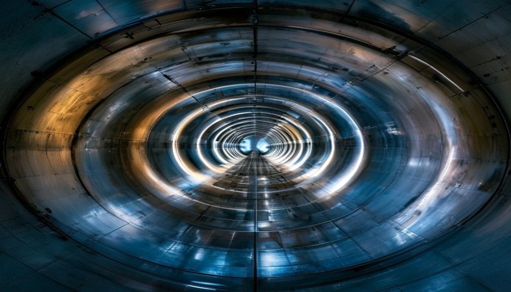 big bang tunnel cern in editorial style