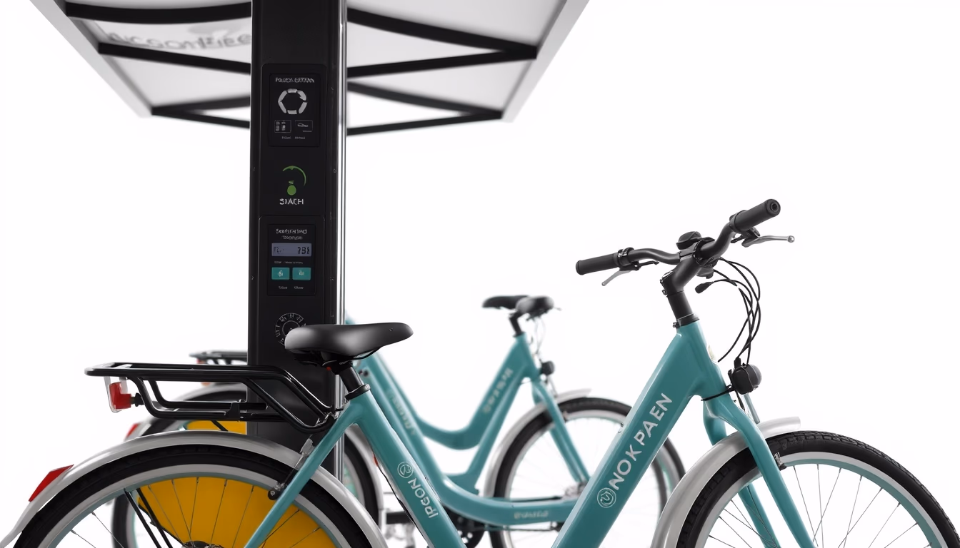 bike share station in editorial style