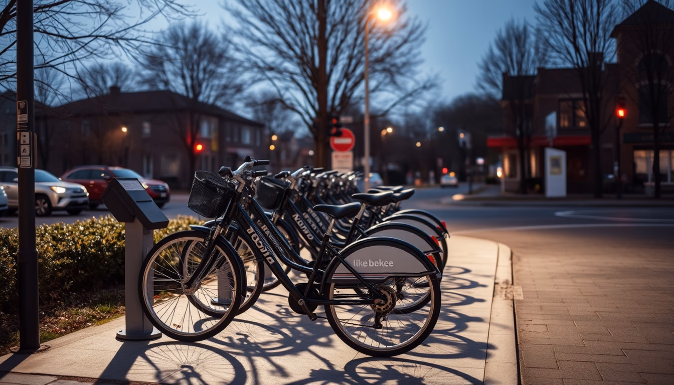 bike share station in editorial style