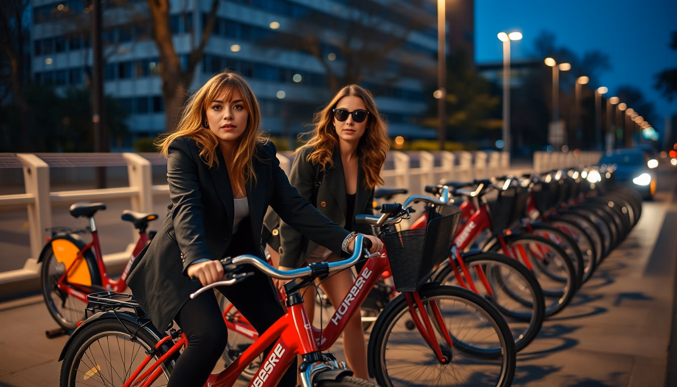 bike share station in editorial style