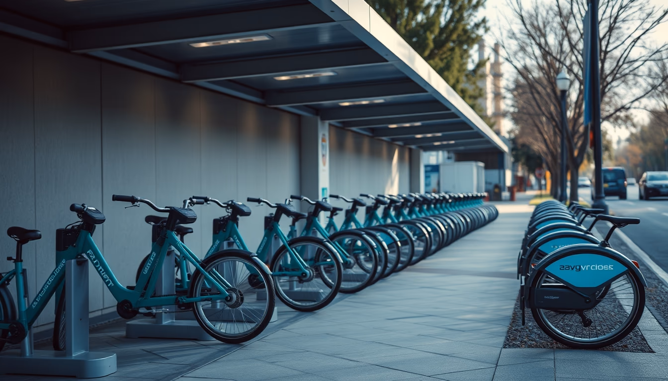 bike share station in editorial style
