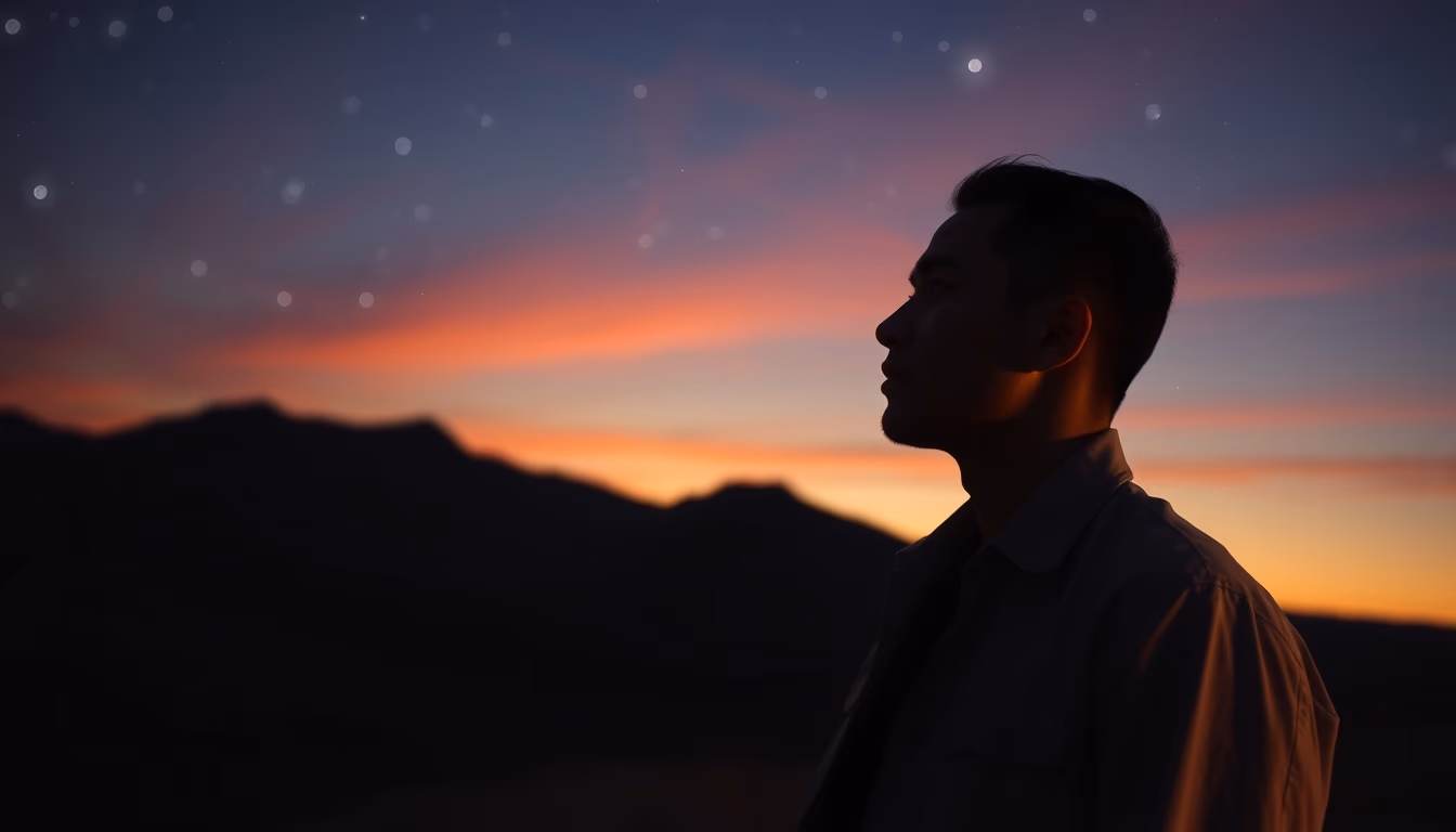 binary star sunset in editorial style