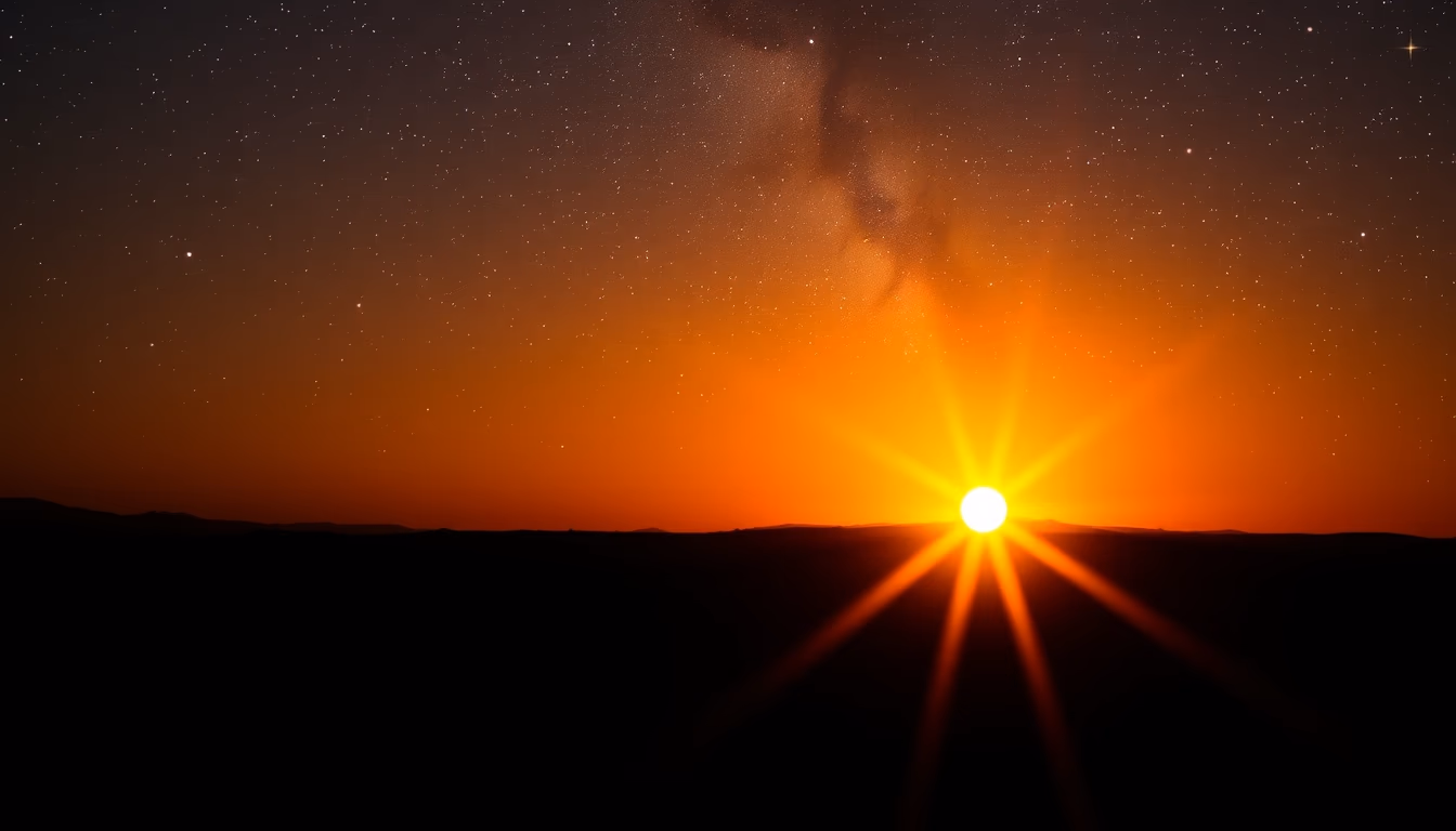 binary star sunset in editorial style