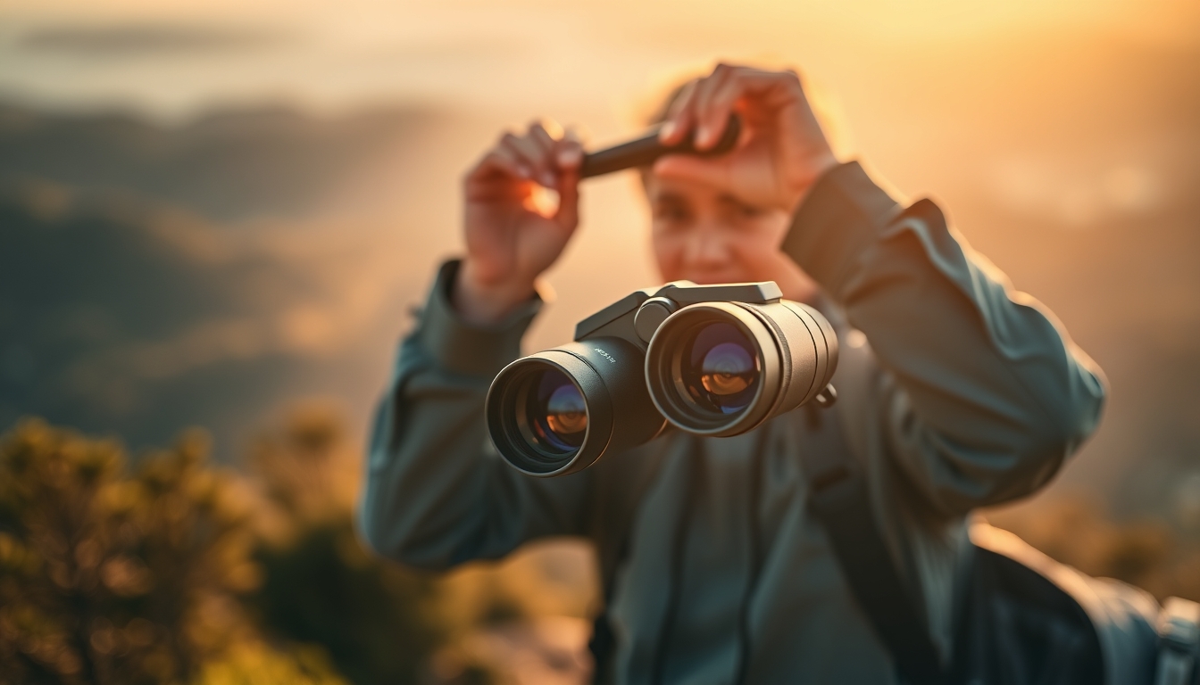 binoculars on map adventure in editorial style