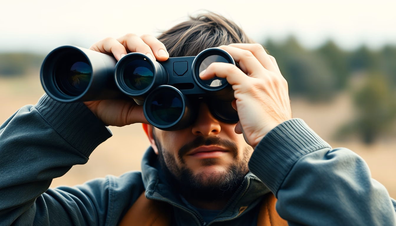 binoculars wildlife viewing in editorial style