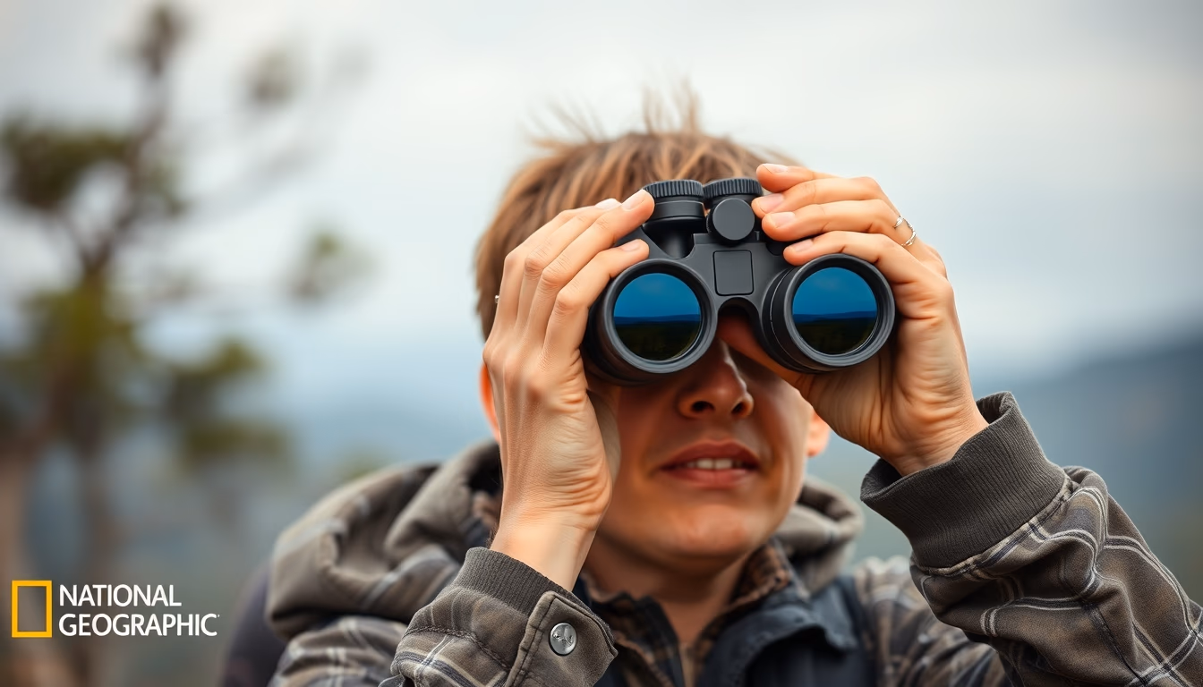binoculars wildlife viewing in editorial style