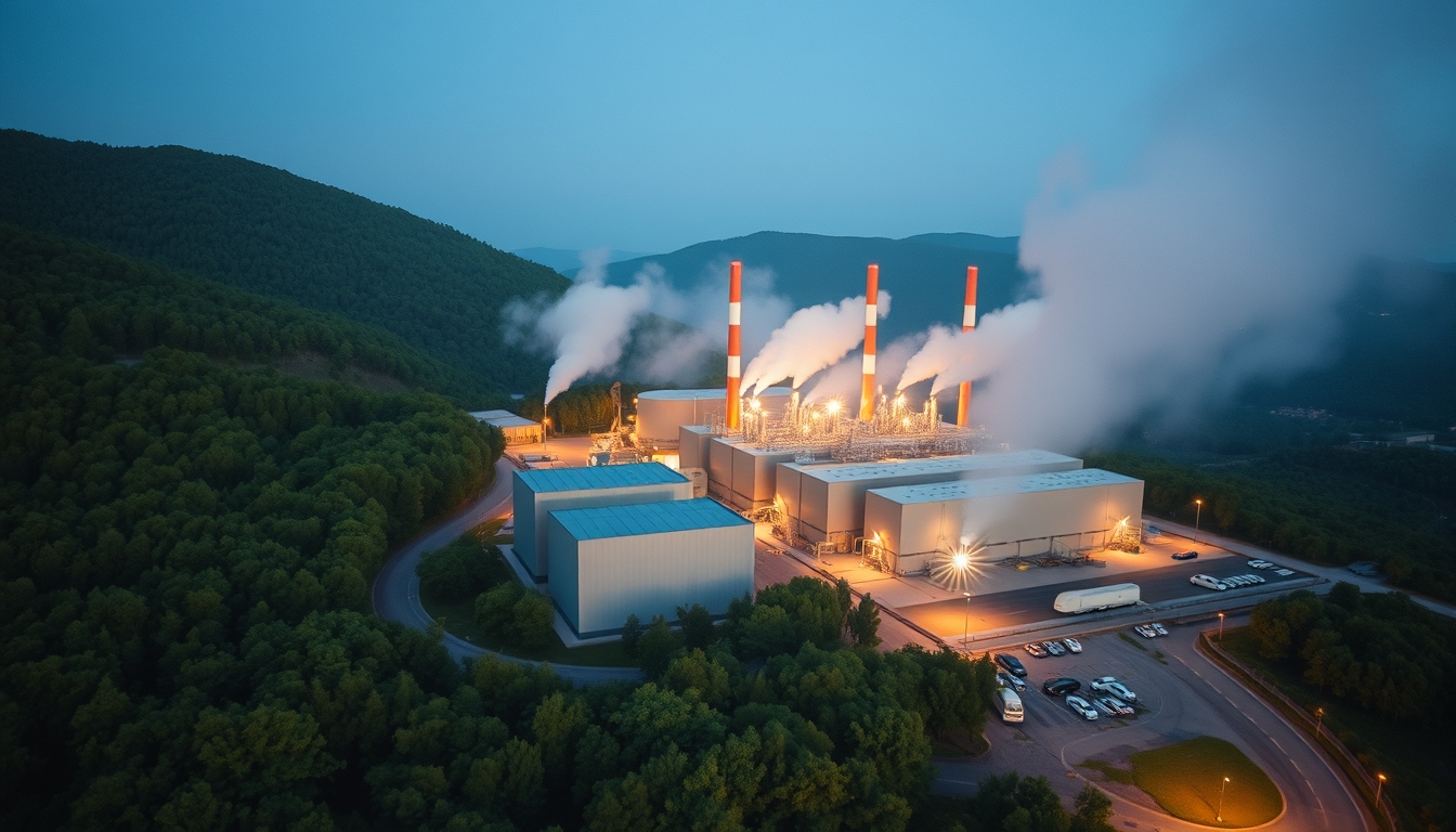 biomass plant facility in editorial style