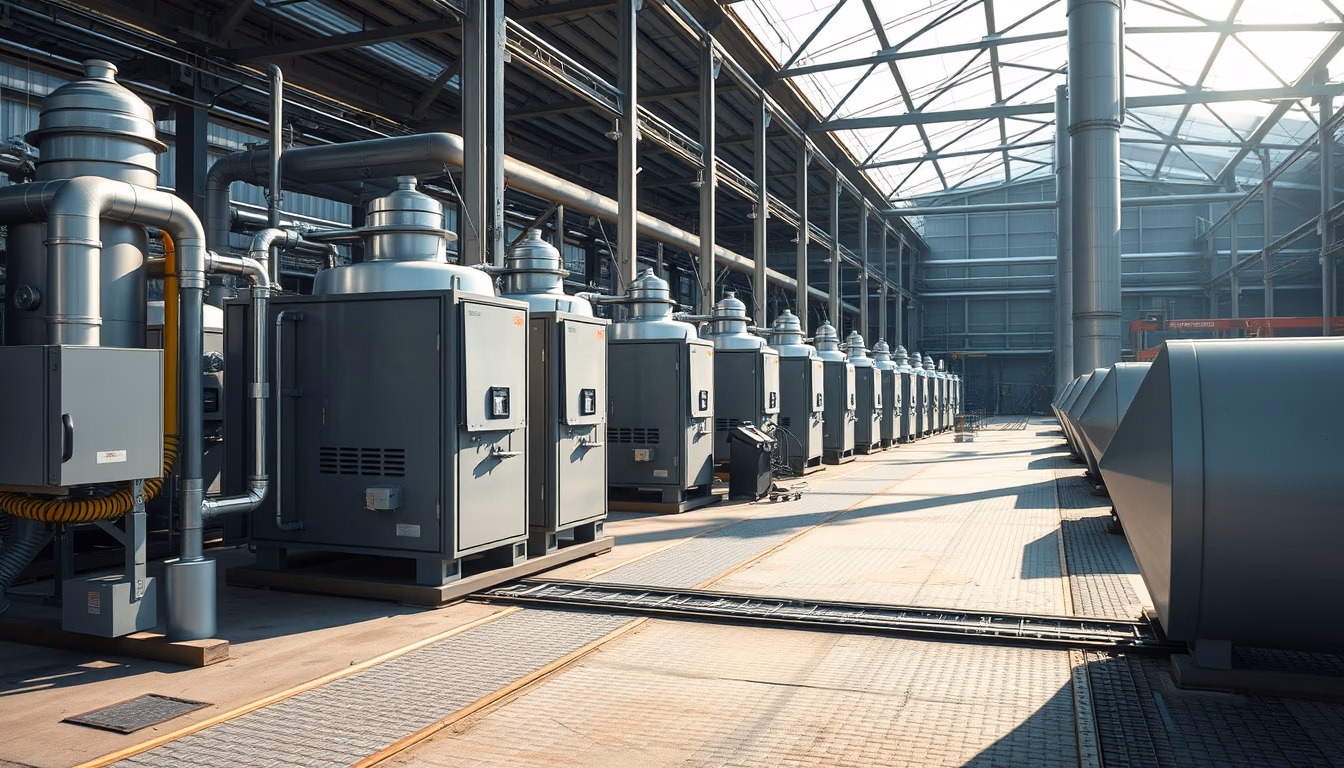 biomass plant facility in editorial style