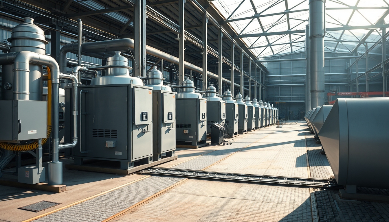 biomass plant facility in editorial style