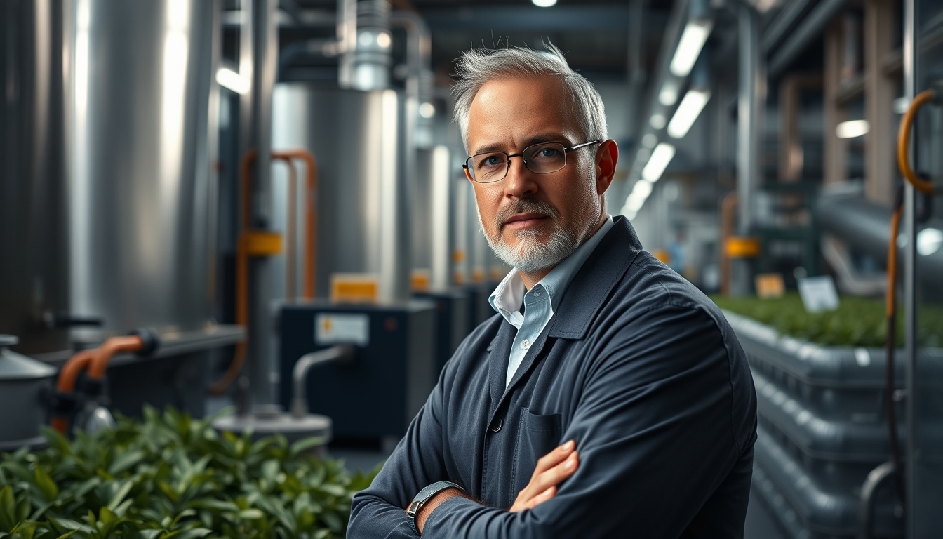 biomass plant facility in editorial style