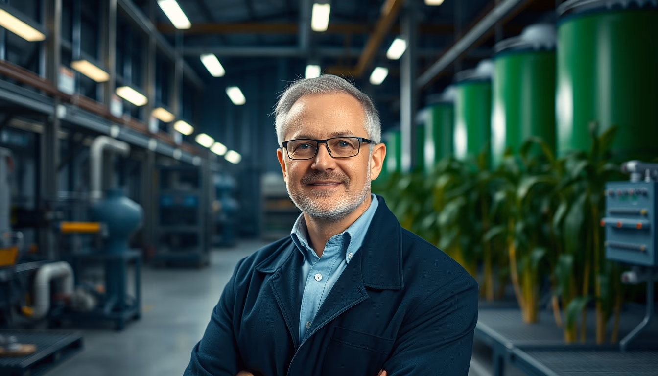 biomass plant facility in editorial style