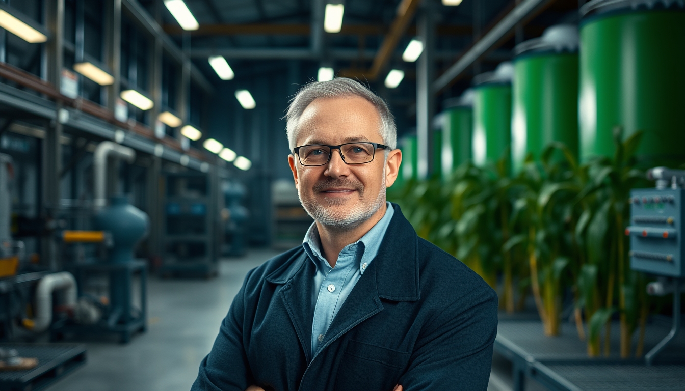 biomass plant facility in editorial style