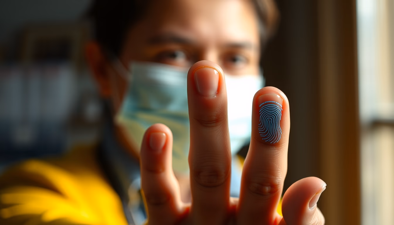 biometric scan finger in editorial style