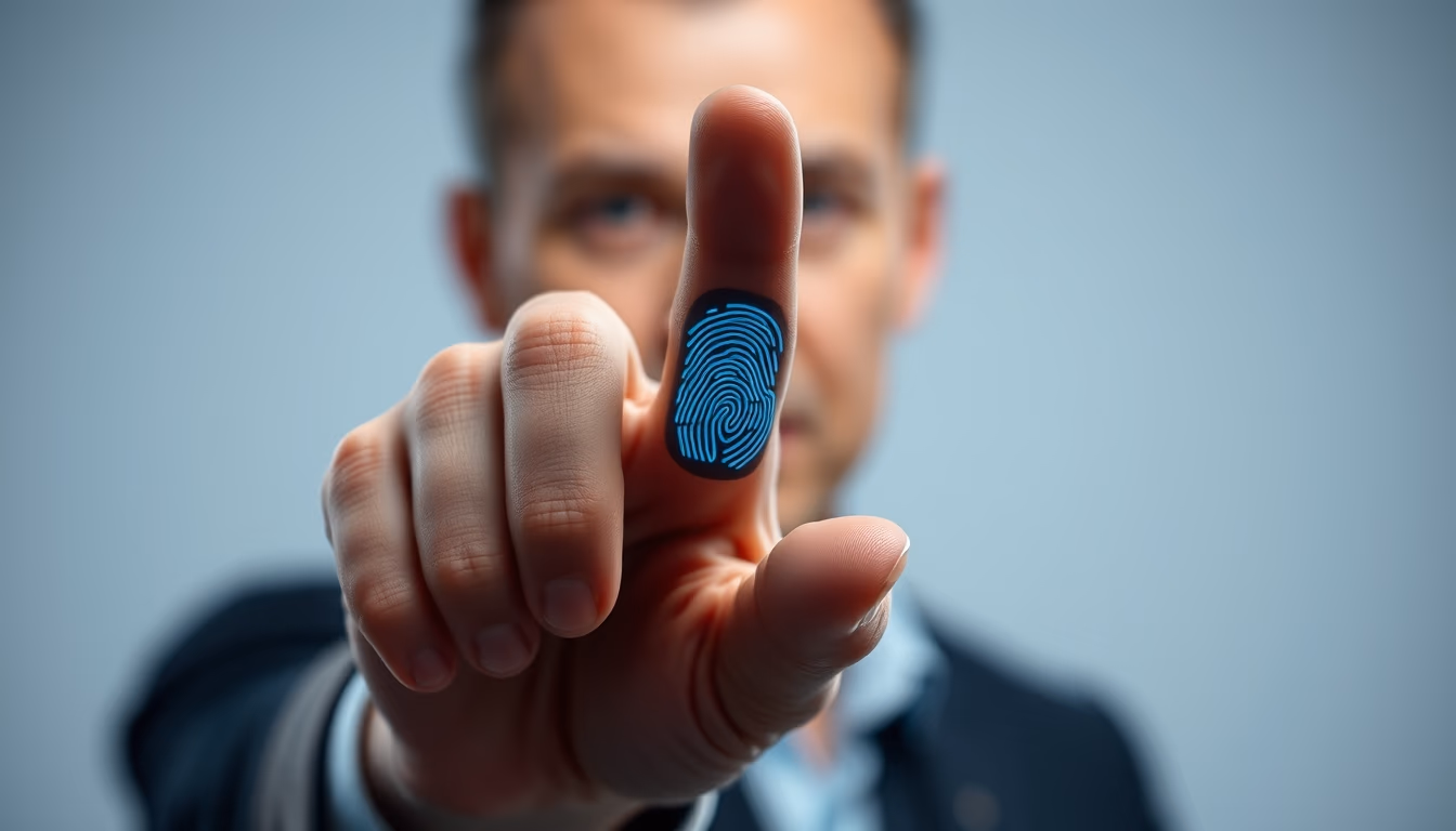 biometric scan finger in editorial style