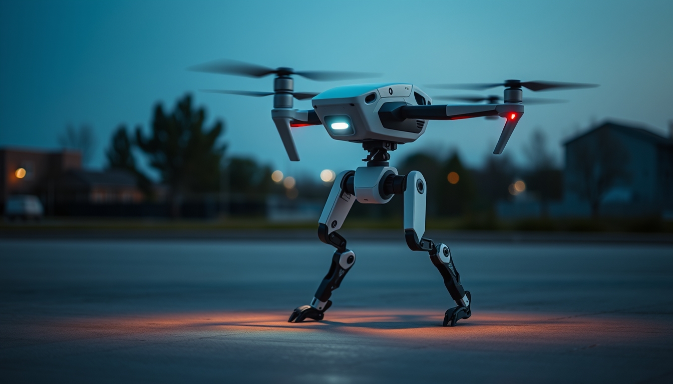 bipedal robot walking in editorial style