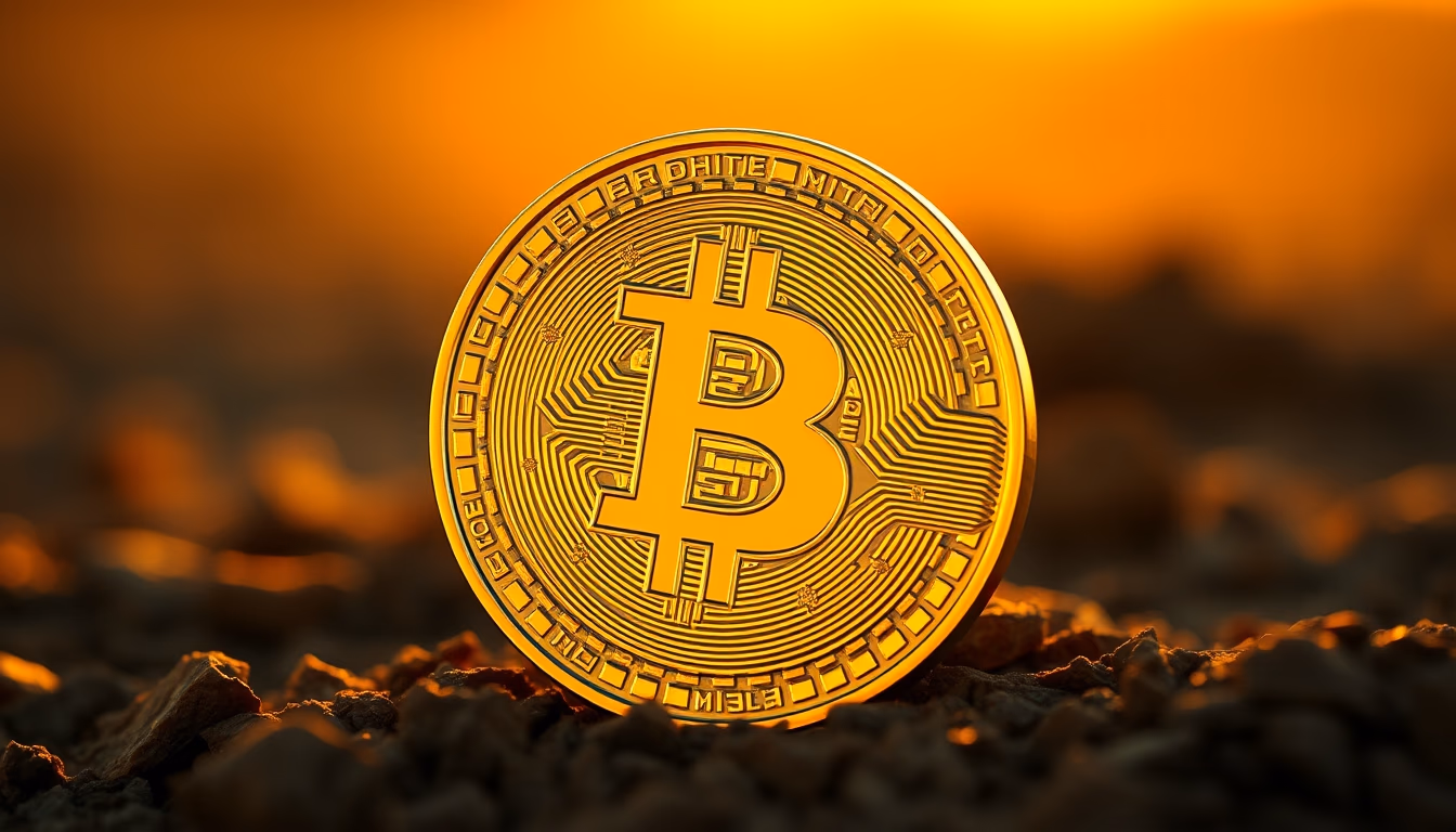 bitcoin coin in golden light in editorial style
