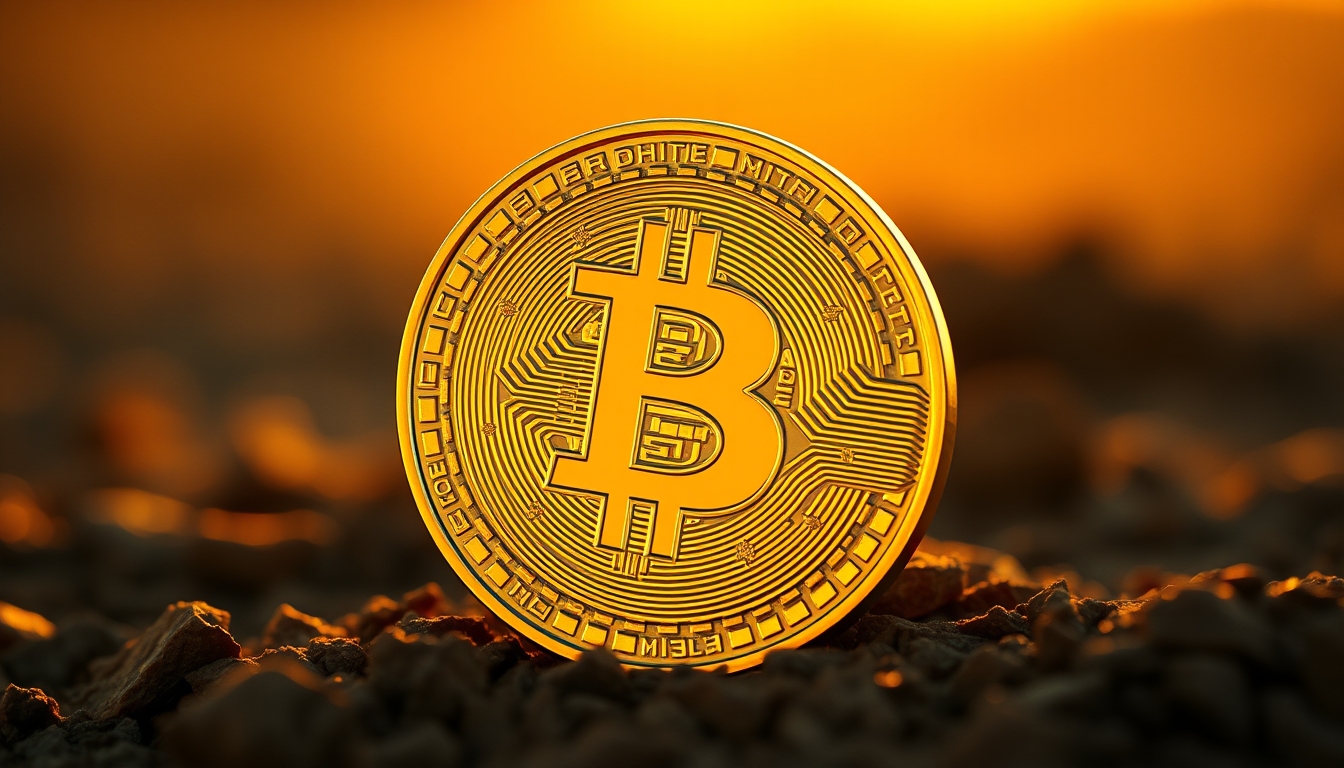 bitcoin coin in golden light in editorial style