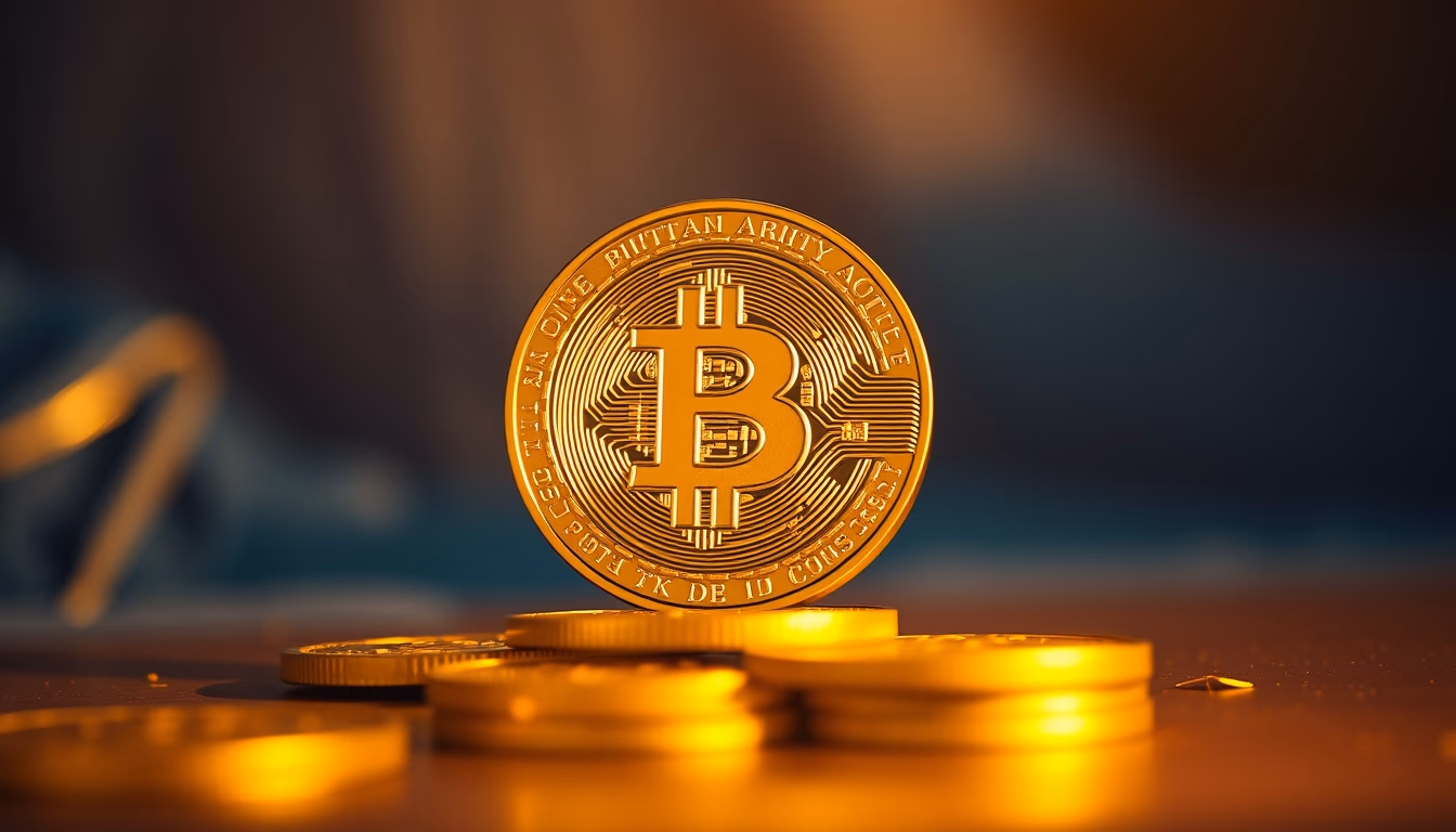 bitcoin coin in golden light in editorial style