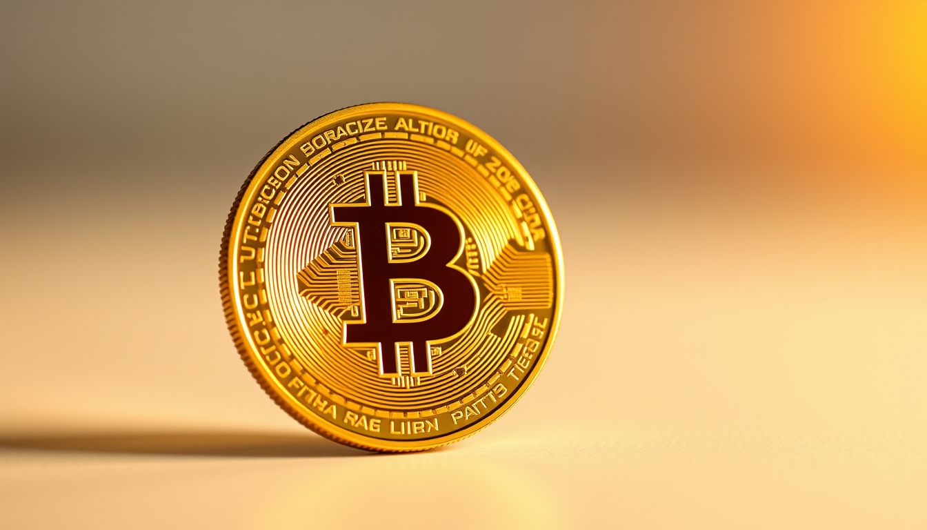 bitcoin coin in golden light in editorial style